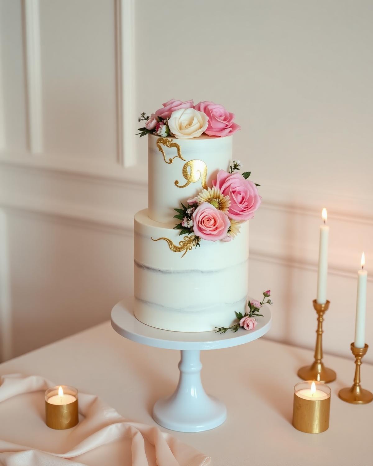 Custom birthday cake with fresh flowers, birthday cake delivery Chennai