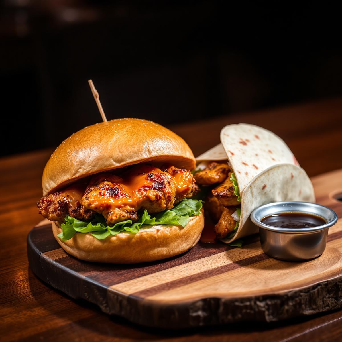 Tandoori twist chicken sandwich and chicken wrap at our Chennai cafe